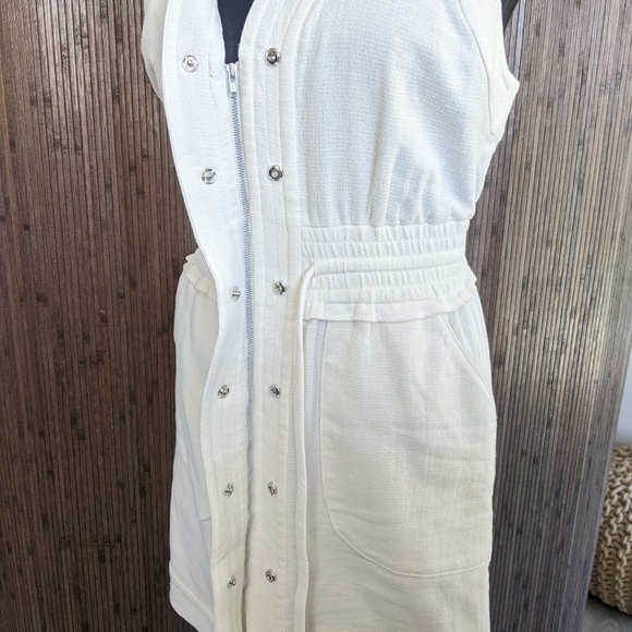 Rebecca Minkoff White V Neck Racerback Mini Dress, Full Zip Small - Picture 6 of 10